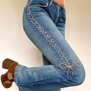 Y2K Lace-Up Side Detail Denim Jeans